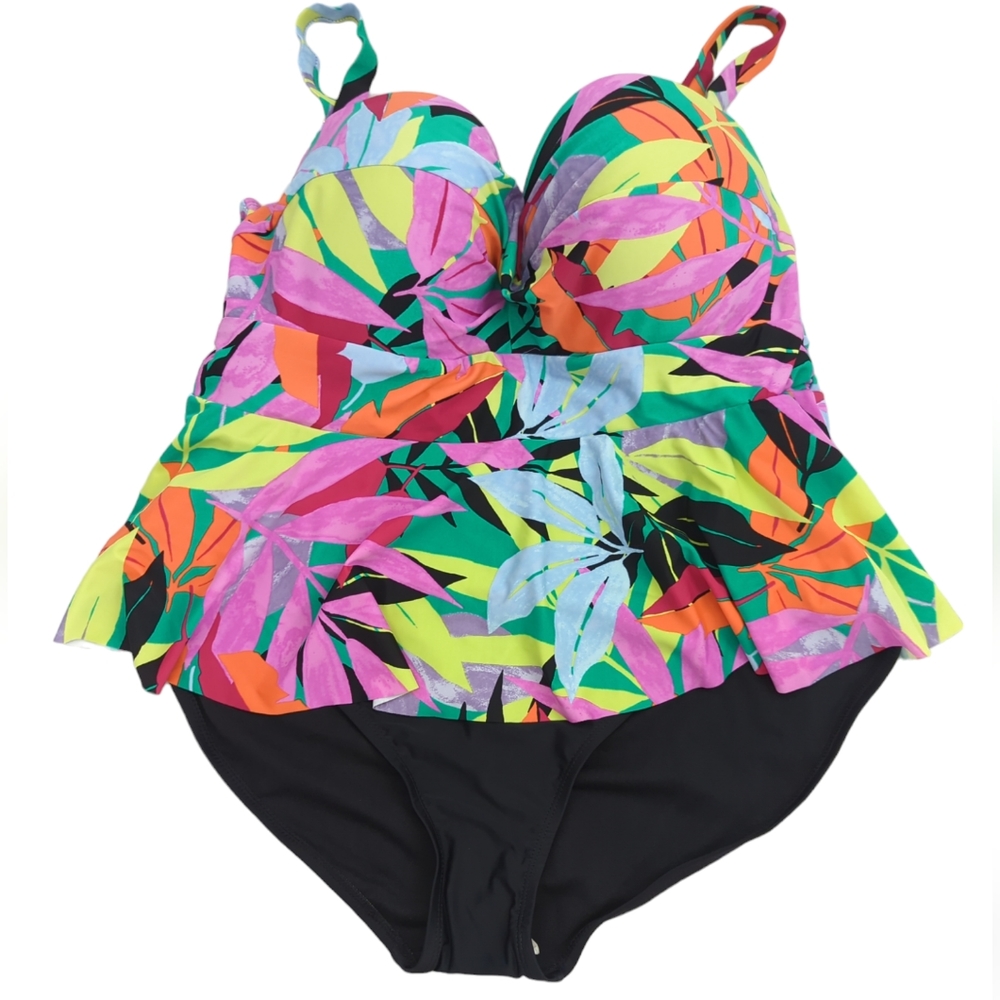 Terra & Sky one piece bathing suit swimsuit, w/ skirt, 2X (20W-22W), NWT